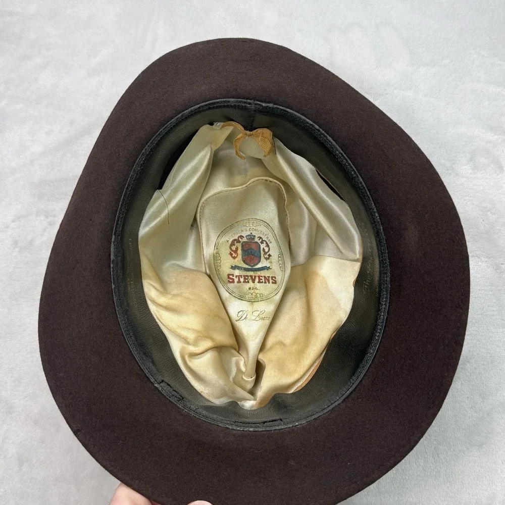 Vintage 1950s Stevens Lee Brown Felt Fedora‎ Hat 7 1/4 USA